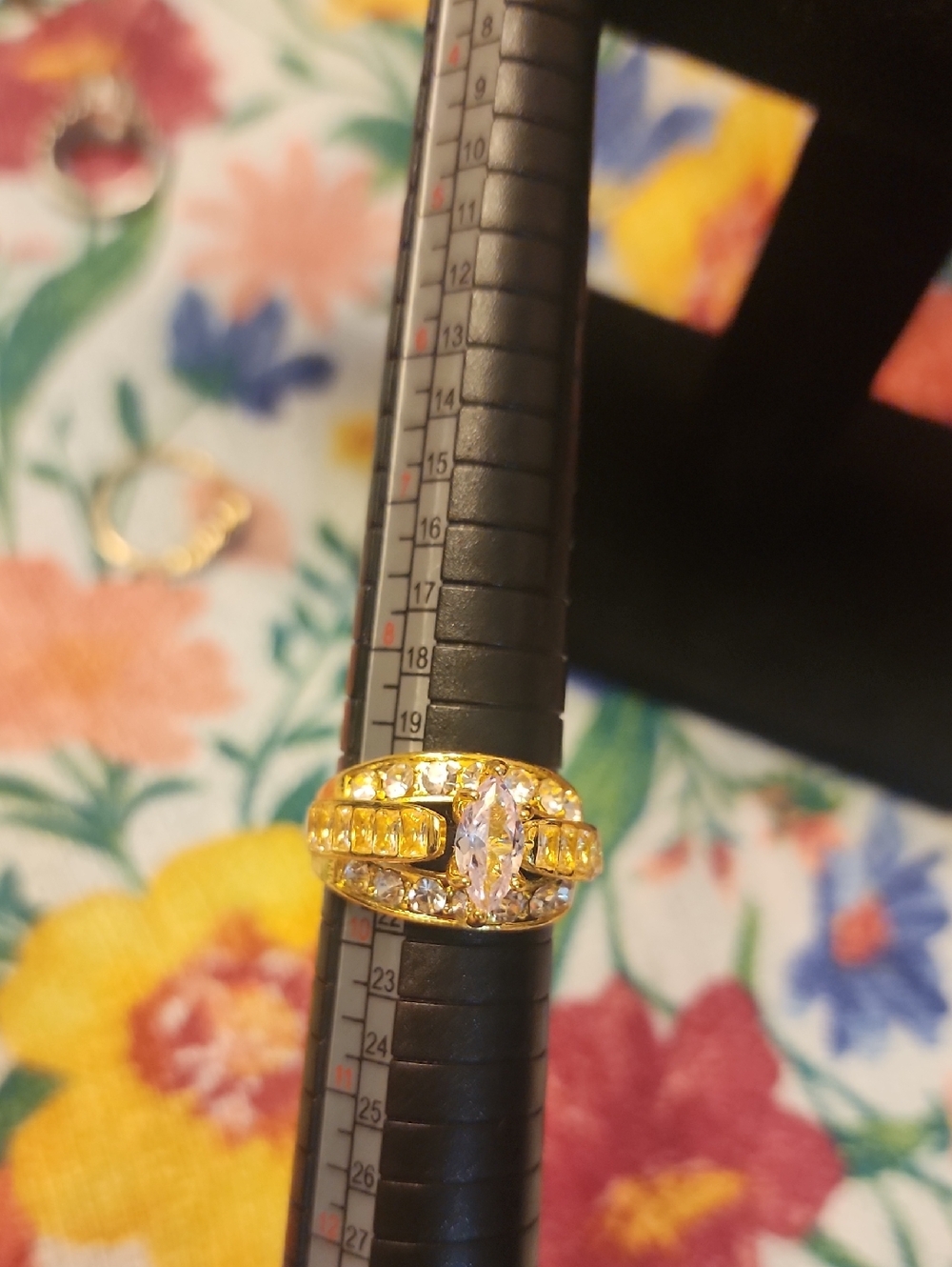 Gold-Tone Crystal Marquise Center Ring - Women's Fashion Jewelry